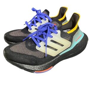 Adidas Ultraboost 21 Youth‎ 4 Womens 5 Black Blue Yellow Running Shoes GZ7103